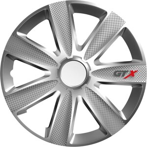 Ковпаки на колеса R14 Versaco GTX Carbon Silver сріблястого кольору