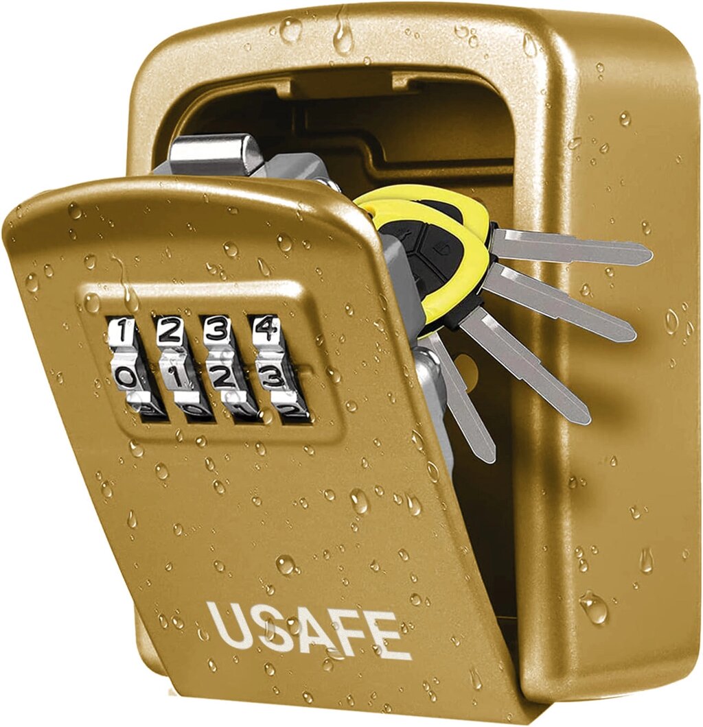 Антивандальний настінний міні сейф uSafe KS-08 для ключів, з кодовим замком, Золотий від компанії Гаджет Гік - Магазин гаджетів - фото 1