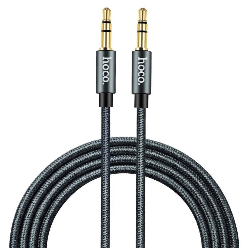 AUX Аудіо стерео кабель Hoco UPA03, 3pin 3.5 мм на 3pin 3,5 мм, 1 метр, Сірий від компанії Гаджет Гік - Магазин гаджетів - фото 1