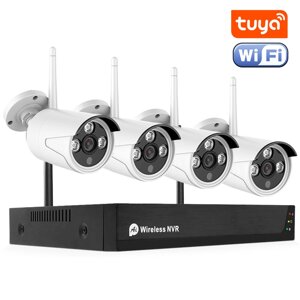 Беспроводной WiFi комплект видеонаблюдения на 4 камеры USmart ICK-01w, поддержка умного дома Tuya, 2 Мп,