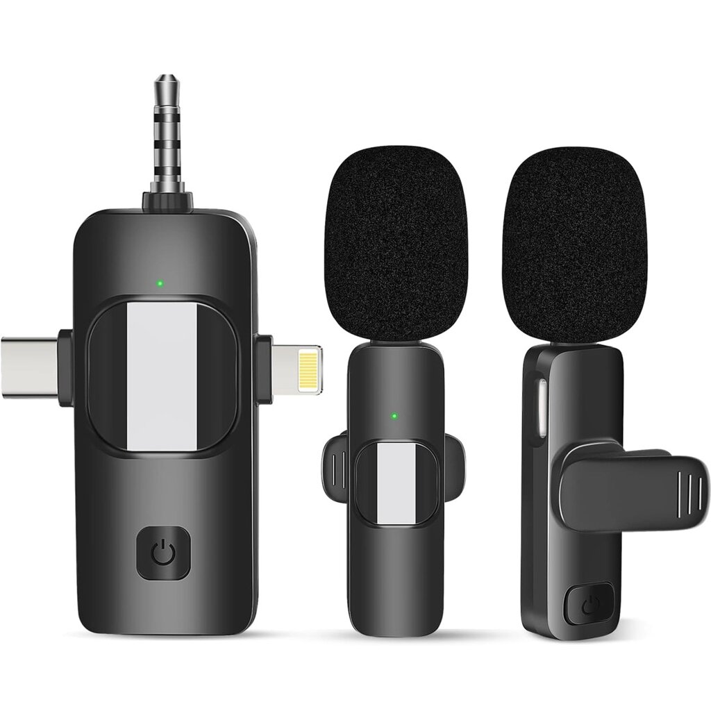 Бездротова петличка 3в1: Lightning + Type-C + miniJack, з 2 мікрофонами Savetek P29-2 для смартфона, ноутбука, планшета від компанії Гаджет Гік - Магазин гаджетів - фото 1