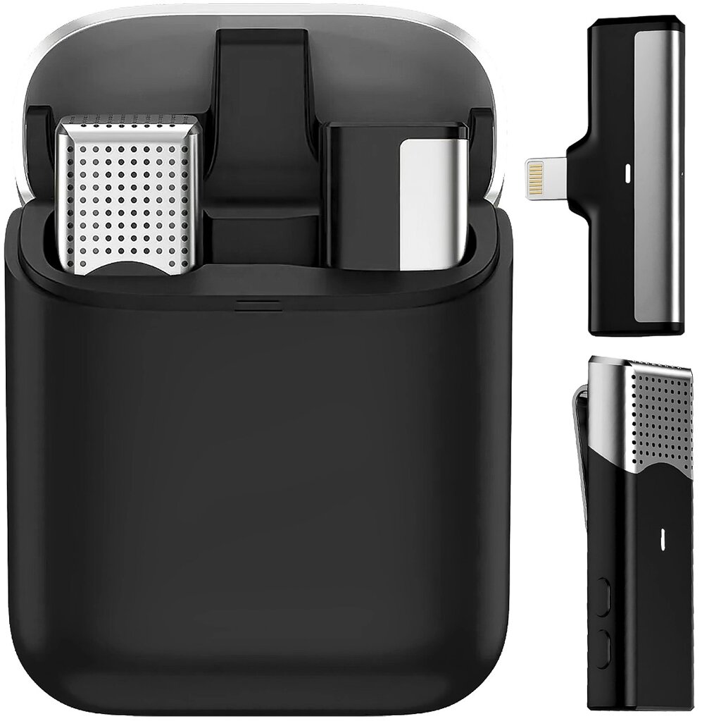 Бездротова петлична система мікрофона для Lightning пристроїв Savetek P35, з зарядним кейсом, 2.4 ГГц, для Apple від компанії Гаджет Гік - Магазин гаджетів - фото 1