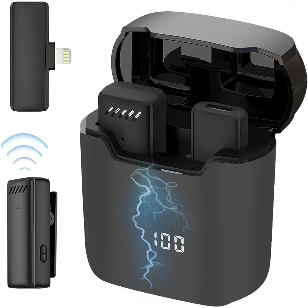 Бездротовий Lightning петличний мікрофон із зарядним кейсом Savetek P32, для Apple iPhone, iPad, до 20 м від компанії Гаджет Гік - Магазин гаджетів - фото 1