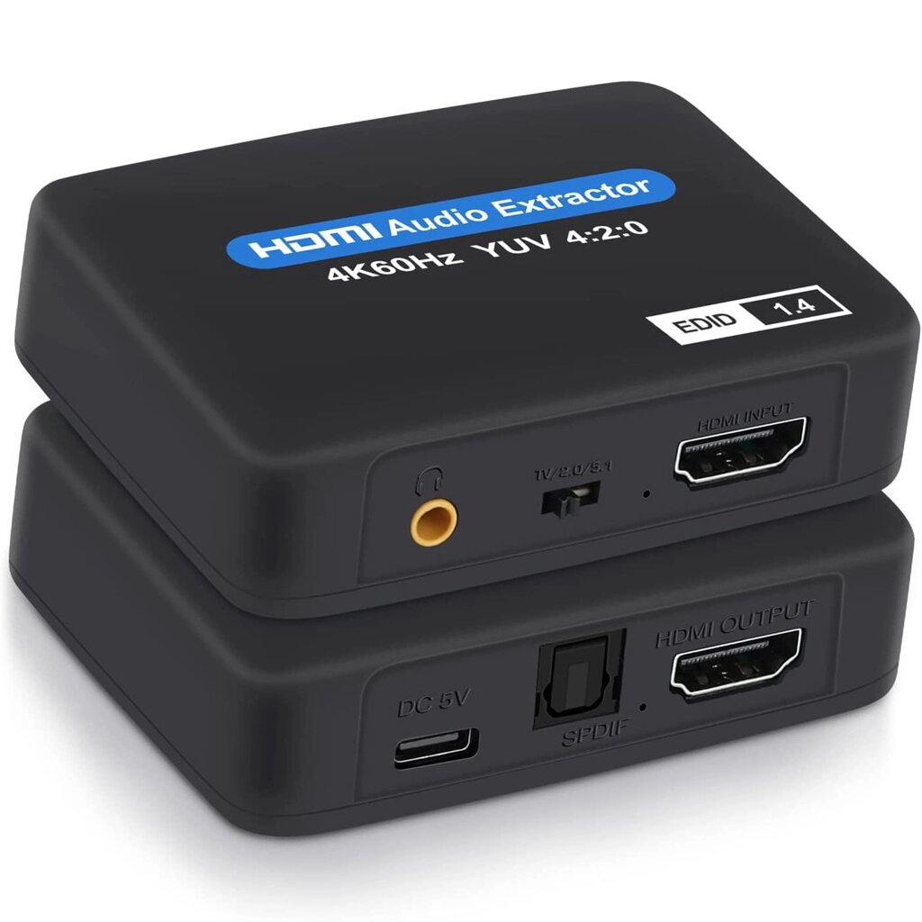 Цифровий HDMI аудіо екстрактор, перетворювач звуку з HDMI на 3,5мм miniJack та SPDIF 5.1 систему Addap HAE-01, 4K від компанії Гаджет Гік - Магазин гаджетів - фото 1