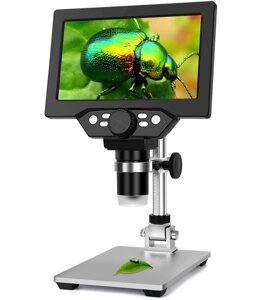 Цифровий мікроскоп на штативі GAOSUO G1200HDB, з 7" LCD екраном і підсвічуванням, збільшення до 1200X, з акумулятором