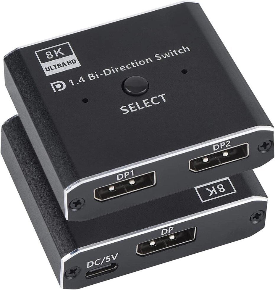 DisplayPort світч двонаправлений Addap DPS-01 | активний розгалужувач + комутатор для відео та аудіо потоку, 8K/30Hz від компанії Гаджет Гік - Магазин гаджетів - фото 1