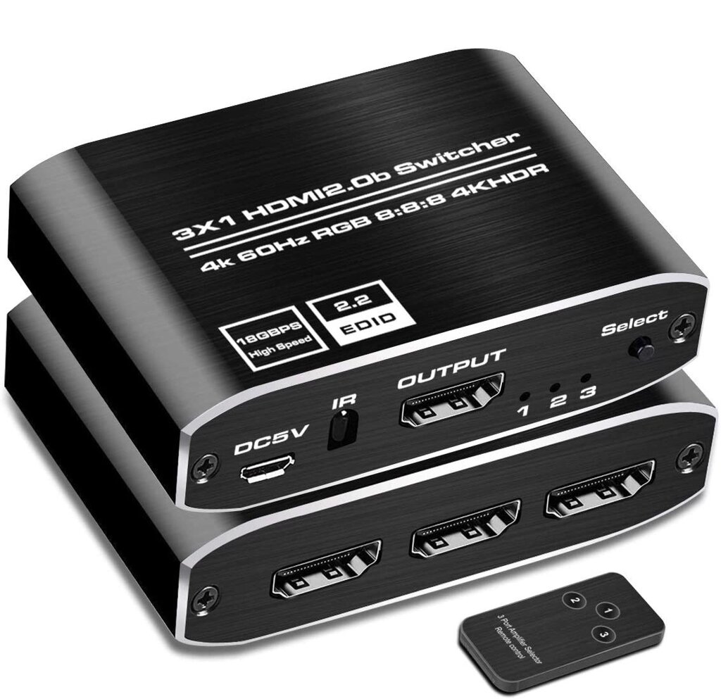 HDMI перемикач на 3 канали Addap HVS-10 | трьохпортовий світч для відеосигналу, 4K / 60Hz від компанії Гаджет Гік - Магазин гаджетів - фото 1