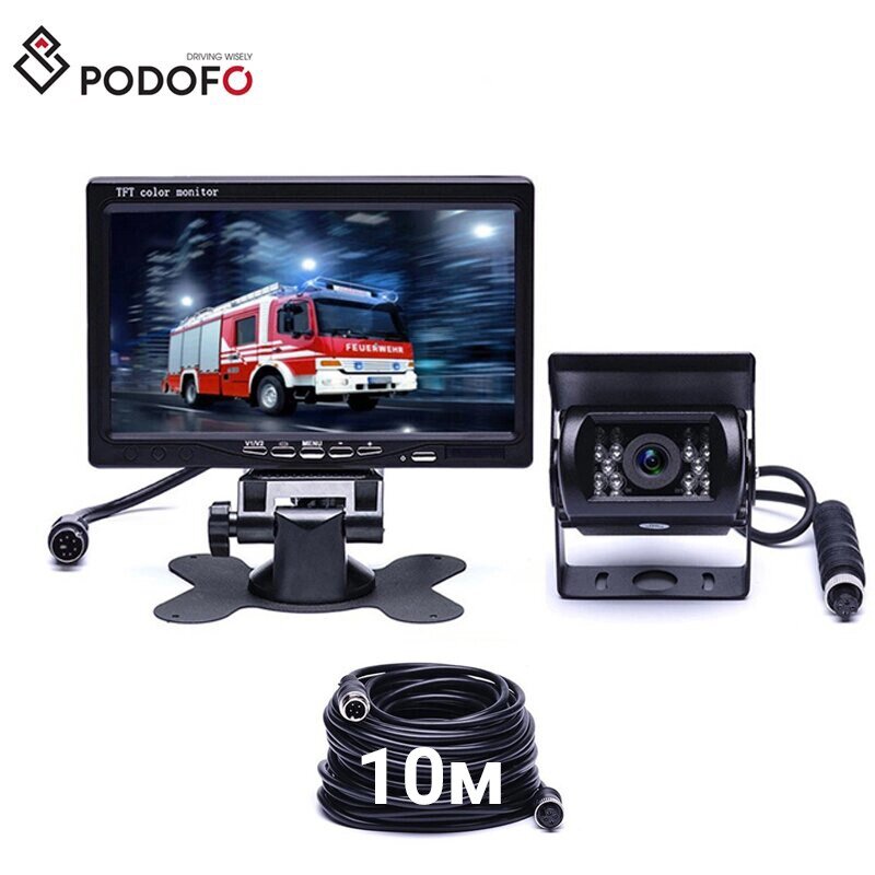 Камера заднего вида с монитором Podofo F0505, парковочный комплекс для грузовых авто, кабель 10м ##от компании## Гаджет Гік - Магазин гаджетів - ##фото## 1