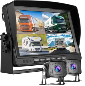 Комплект з 2-ма камерами заднього виду та 9" монітором Podofo A2805 | паркувальна система з записом відео для вантажних