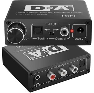 Конвертер звукового сигналу Addap DAC-02, ЦАП-перетворювач аудіо з Toslink (SPDIF) та коаксіального на RCA + mini Jack
