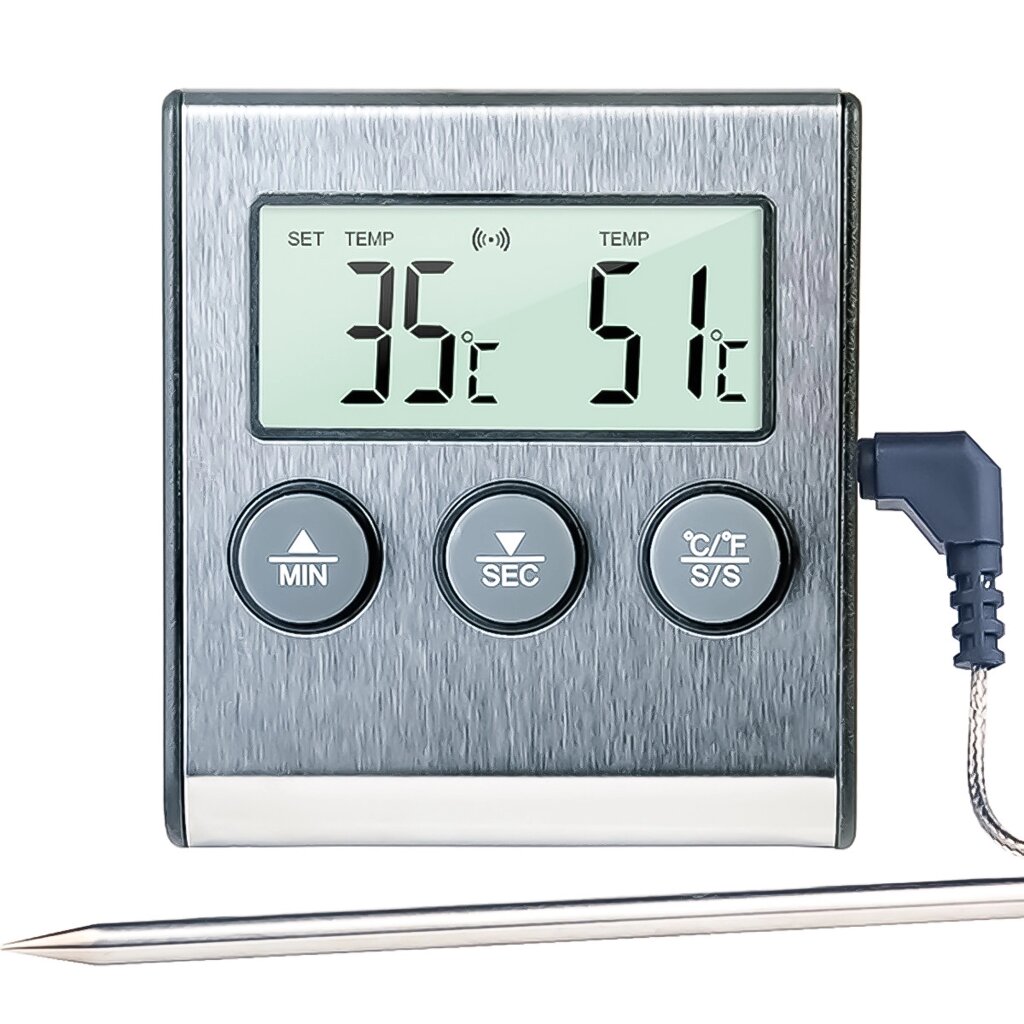 Кухонний термометр з виносним щупом + таймер UChef TP-700, для м'яса, з магнітом і сигналізатором від компанії Гаджет Гік - Магазин гаджетів - фото 1