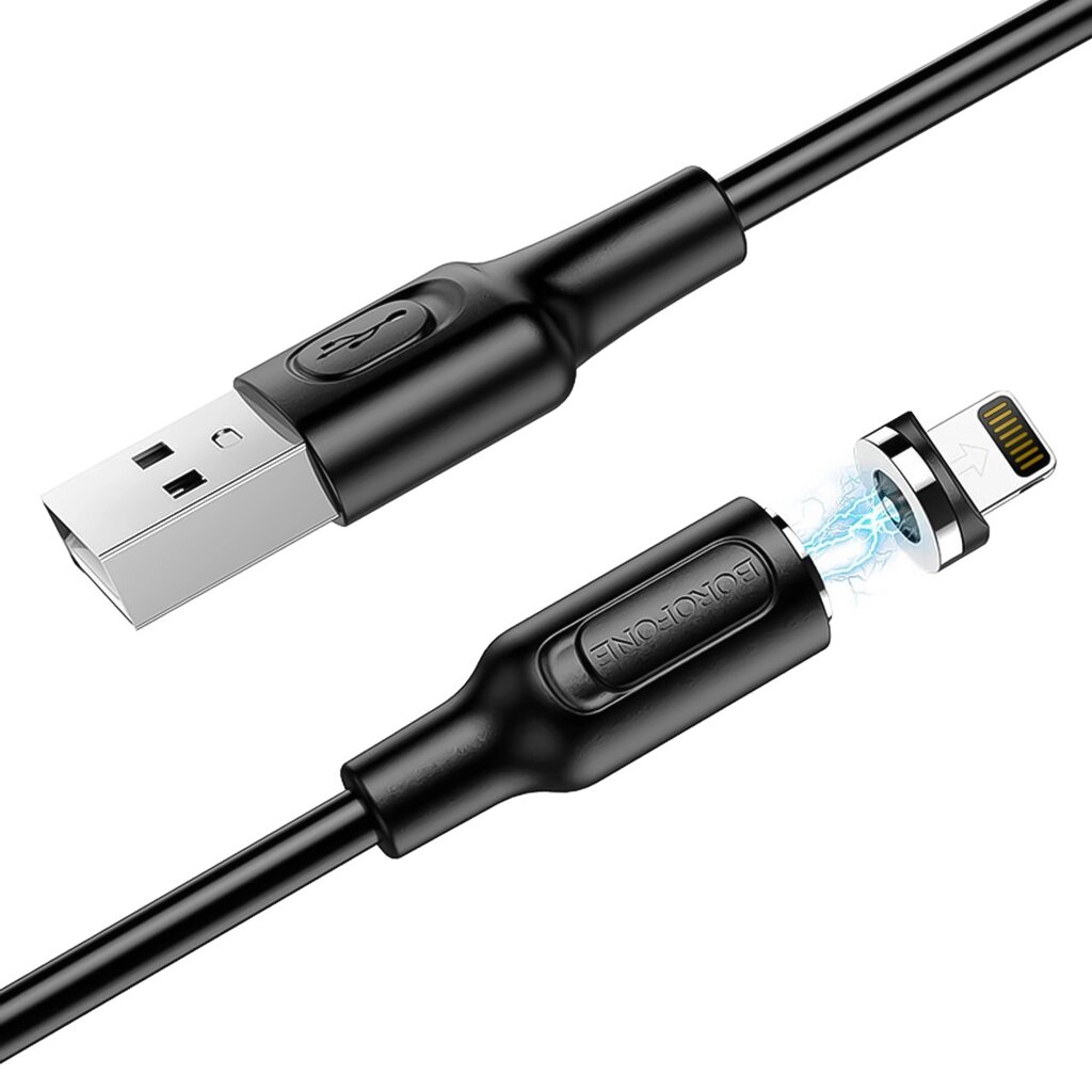 Магнітний зарядний кабель для iPhone/iPad/iPod з USB на Lightning порт Borofone BX41, 2.4A, 1 м від компанії Гаджет Гік - Магазин гаджетів - фото 1