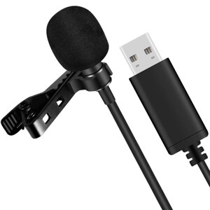 Петличный микрофон для записи звука Andoer EY-510-2 USB, петличка для ноутбука, компьютера, пк