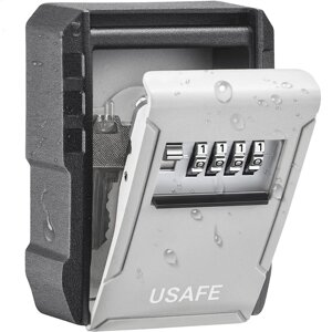 Антивандальний зовнішній міні сейф для ключів uSafe KS-09, з кодовим замком, настінний, Сірий