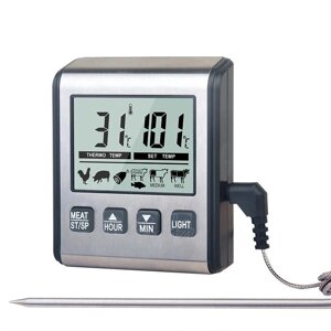 Кухонный цифровой термометр + таймер UChef TP-710, с выносным щупом, сигнализатором, магнитом и программами
