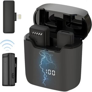 Бездротовий Lightning петличний мікрофон із зарядним кейсом Savetek P32, для Apple iPhone, iPad, до 20 м