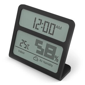 Цифровий термогігрометр DHT012 | Годинник з термометром, гігрометром та календарем, Чорний