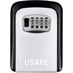 Антивандальний зовнішній міні сейф для ключів uSafe KS-04, з кодовим замком, настінний, Сірий