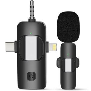 Універсальна бездротова петличка 3в1: Lightning + Type-C + miniJack Savetek P29, мікрофон для смартфона, ноутбука,
