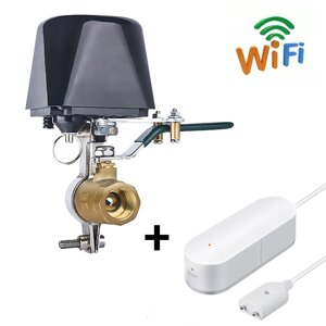 WiFi Комплект захисту від потопа USmart | електропривод SM-01w + датчик затоплення LWS-01w, Tuya, DN15, 1/2 "