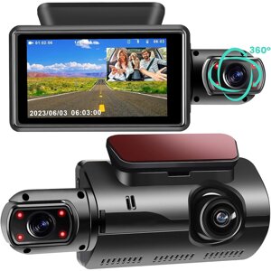Відеореєстратор для автомобіля з 2 камерами та екраном Podofo W7744A, на лобове скло, FullHD