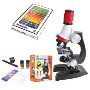 Набор детский микроскоп OEM C3121 с 1200-х зумом + биологические образцы