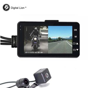 Відеореєстратор для мотоцикла з двома камерами Digital Lion SE330, HD, 120 градусів