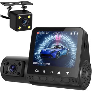 Автомобільний відеореєстратор на лобове скло Podofo W8109 з трьома камерами та дисплеєм, FullHD 1080P