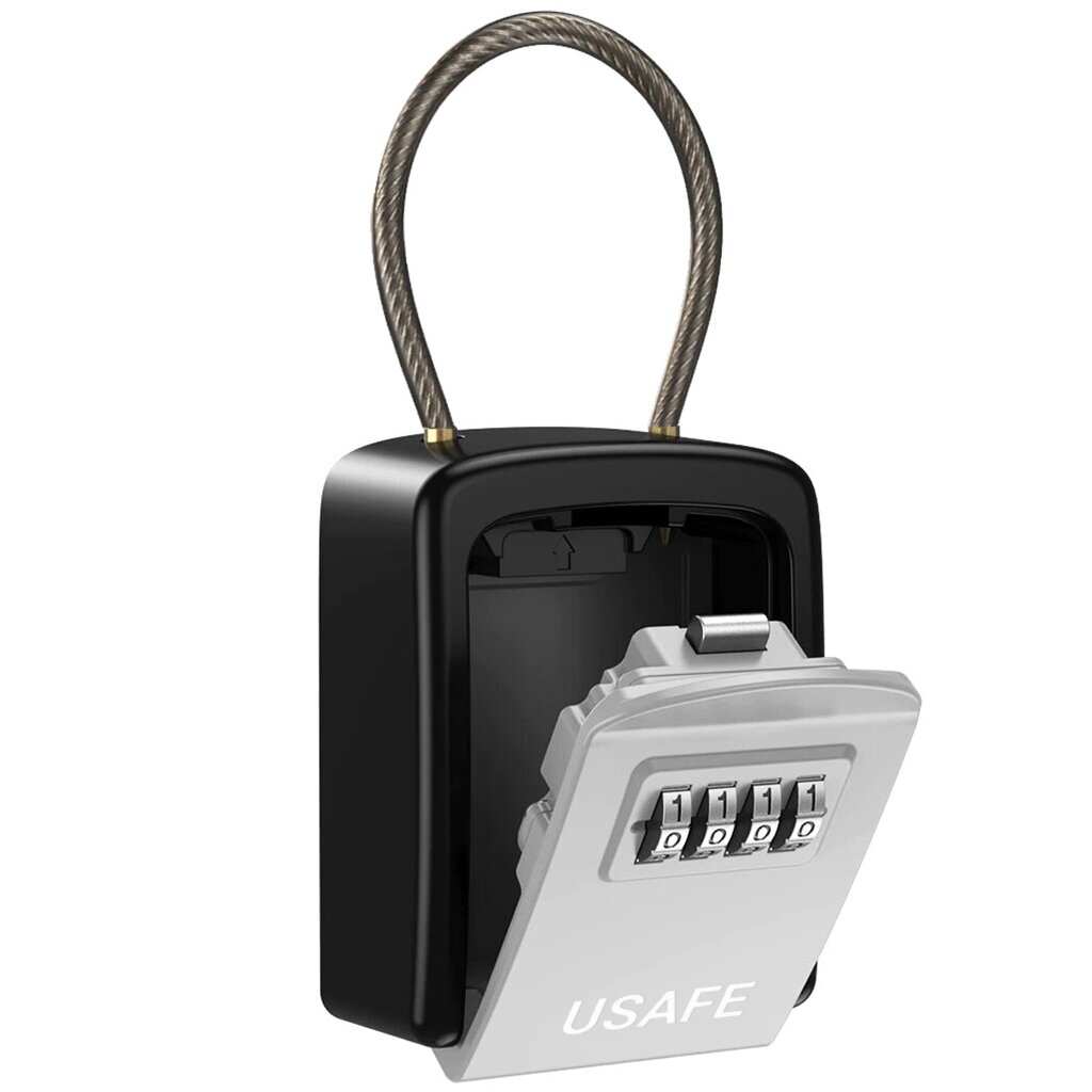 Підвісний зовнішній міні сейф uSafe KS-07 для ключів, з кодовим замком та гнучким тросом, Сірий від компанії Гаджет Гік - Магазин гаджетів - фото 1