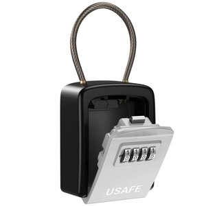 Підвісний зовнішній міні сейф uSafe KS-07 для ключів, з кодовим замком та гнучким тросом, Сірий