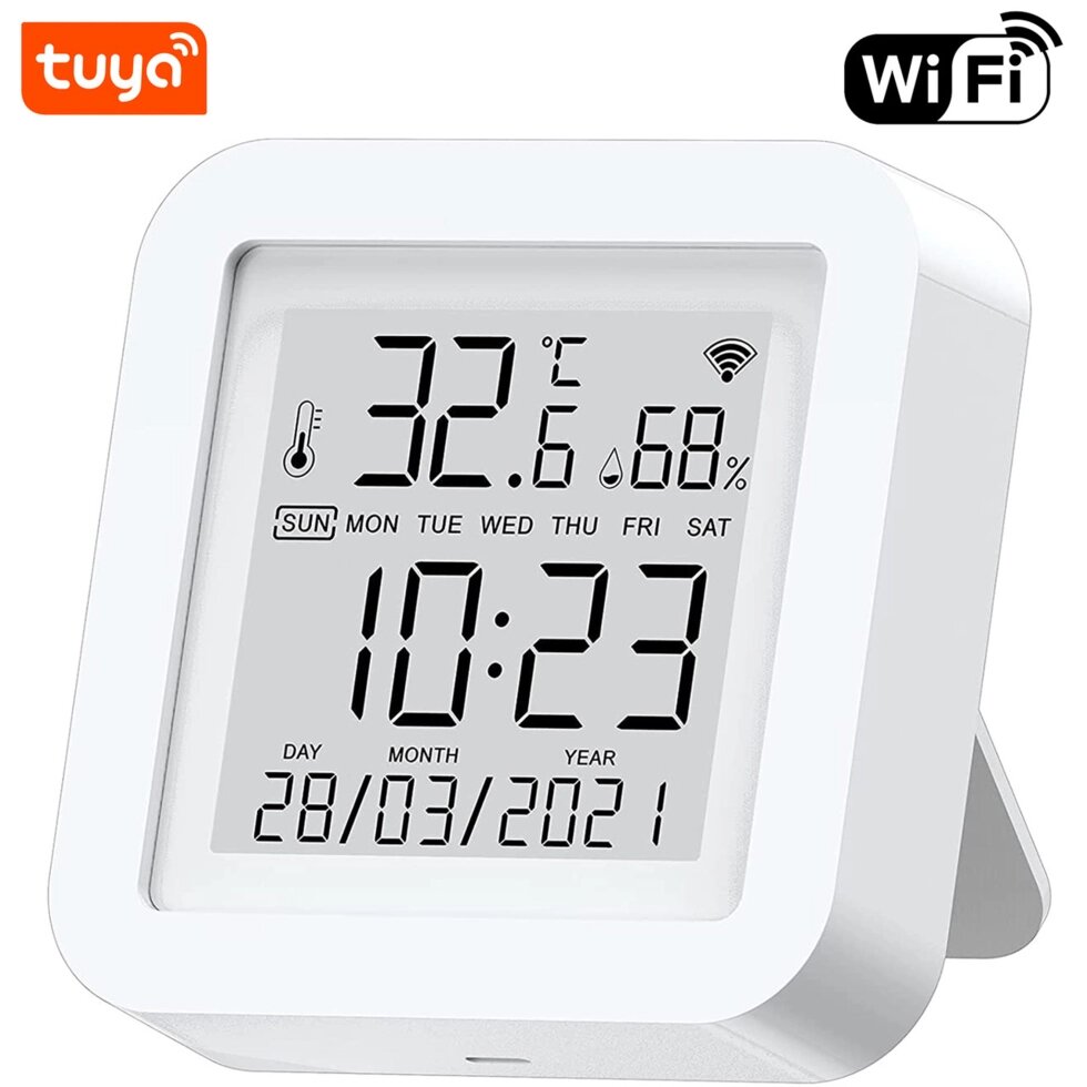 Розумний Wi-Fi датчик температури та вологості USmart THD-03w, термогігрометр з годинником та календарем, Tuya від компанії Гаджет Гік - Магазин гаджетів - фото 1