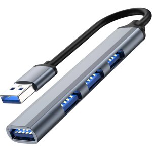 USB-хаб, концентратор / розгалужувач для ноутбука Addap UH-05, на 4 порти USB 3.0 + USB 2.0, Silver