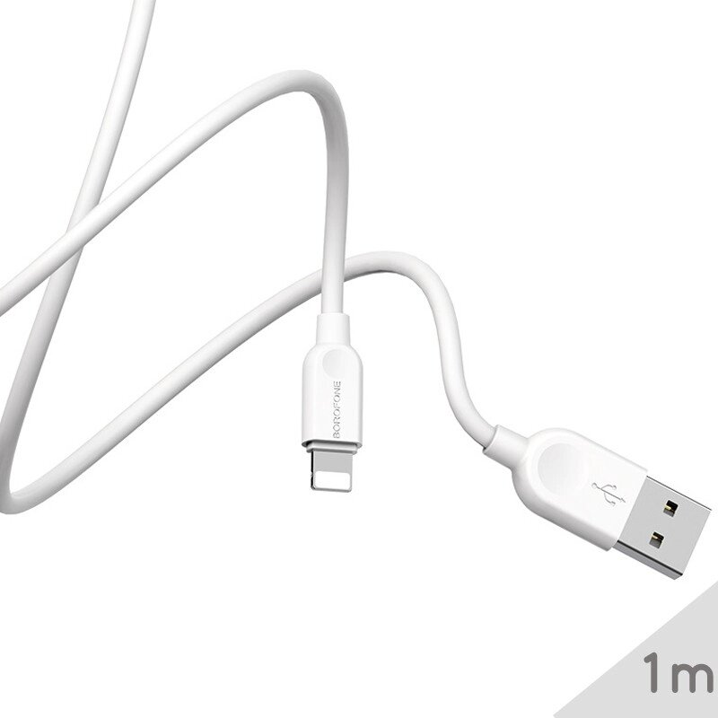 USB - Lightning кабель для iPhone Borofone BX14, 2.4A, Білий, 1m від компанії Гаджет Гік - Магазин гаджетів - фото 1