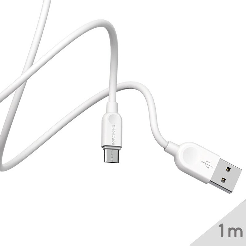 USB - Micro USB кабель для смартфона Borofone BX14, 2.4A, Білий, 1m від компанії Гаджет Гік - Магазин гаджетів - фото 1
