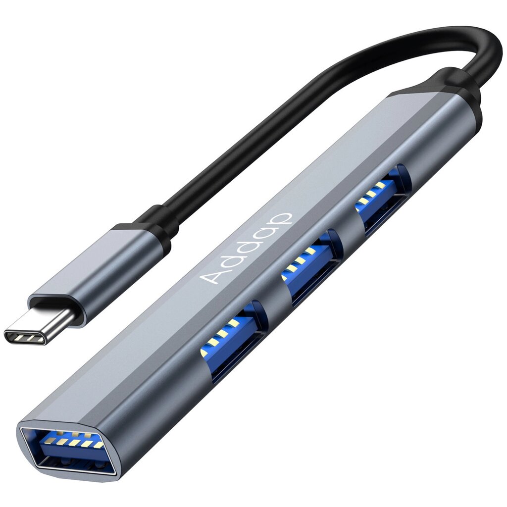 USB Type-C хаб, концентратор / розгалужувач для ноутбука Addap UH-05C, на 4 порти USB, Gray від компанії Гаджет Гік - Магазин гаджетів - фото 1