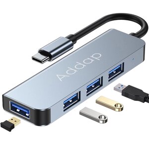 USB Type-C Hub, концентратор для ноутбука Addap UH-06, Хаб на 4 порти