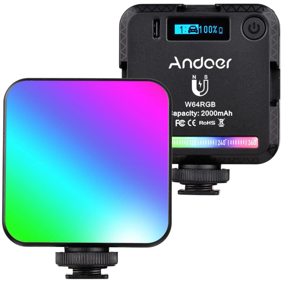 Заповнююче накамерне відео світло Andoer W64RGB Mini RGB | світлодіодна портативна LED панель від компанії Гаджет Гік - Магазин гаджетів - фото 1