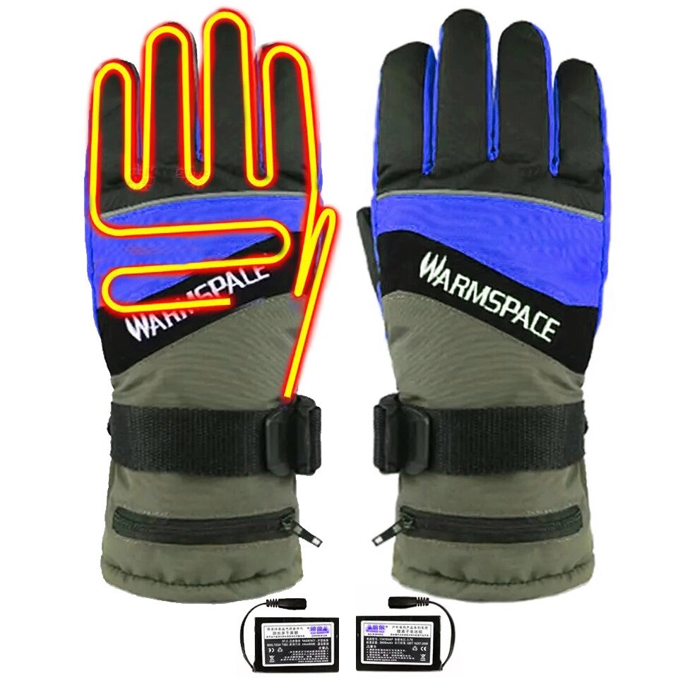 Зимние перчатки с подогревом лыжные uWarm GF0126 с аккумуляторами 2000mAh, до 4-х часов, размер L, синие ##от компании## Гаджет Гік - Магазин гаджетів - ##фото## 1