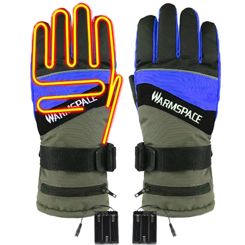 Зимові рукавички з підігрівом лижні uWarm GF0126H на батарейках, розмір L, сині від компанії Гаджет Гік - Магазин гаджетів - фото 1