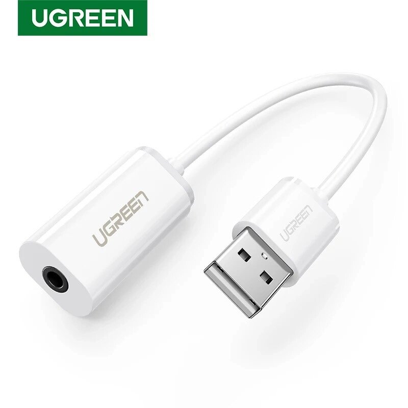 Зовнішня звукова карта Ugreen WUS206, 2в1 USB Audio Adapter, TRRS, USB 2,0, White від компанії Гаджет Гік - Магазин гаджетів - фото 1