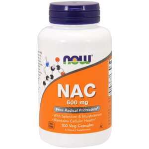 Ацетилцистеїн NAC (N-Acetyl Cysteine) Now Foods 600 мг 100 вегетаріанських капсул