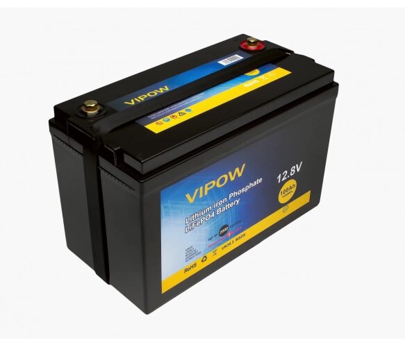 Акумуляторна батарея Vipow LiFePO4 12.8V 100Ah з вбудованою ВМS платою 80A від компанії Придбай - фото 1