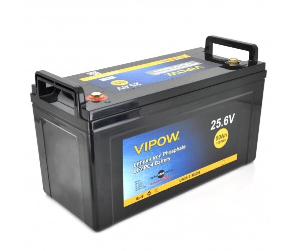 Акумуляторна батарея Vipow LiFePO4 25.6V 50Ah із вбудованою ВМS платою 40A від компанії Придбай - фото 1