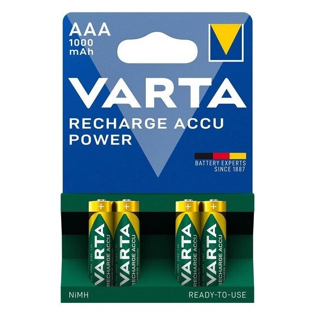 Акумуляторні батареї AAA VARTA ACCU AAA 1000mAh BLI 4 шт (READY 2 USE) від компанії Придбай - фото 1