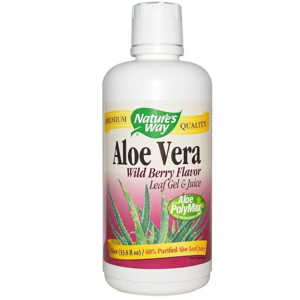 Алое вера, гель і сік, смак лісової ягоди, Aloe Vera Leaf Gel & Juice, Wild Berry Flavor, Nature's Way, 1000 мл від компанії Придбай - фото 1