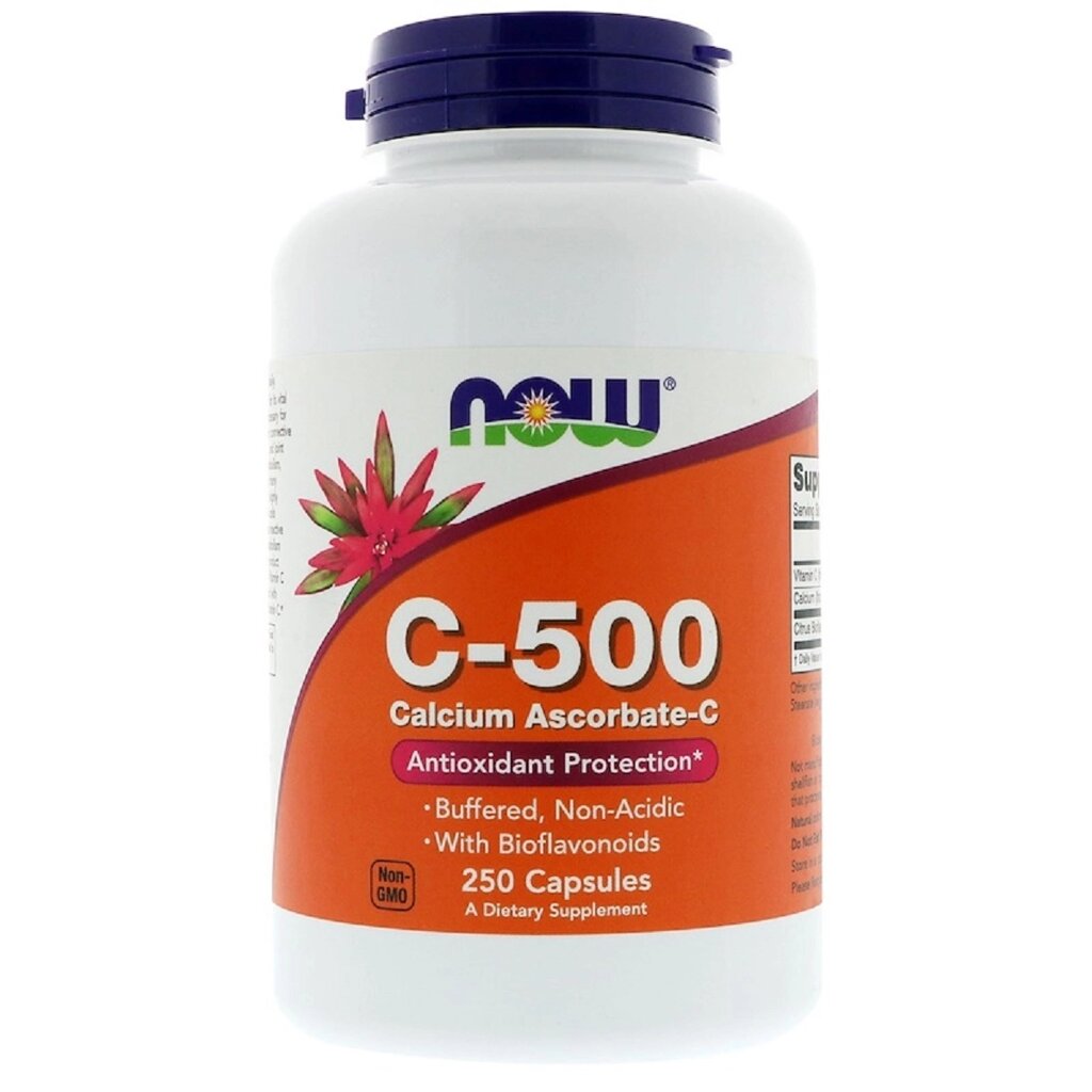 Аскорбат кальцію C-500, Calcium Ascorbate Capsules, Now Foods, 250 капсул від компанії Придбай - фото 1