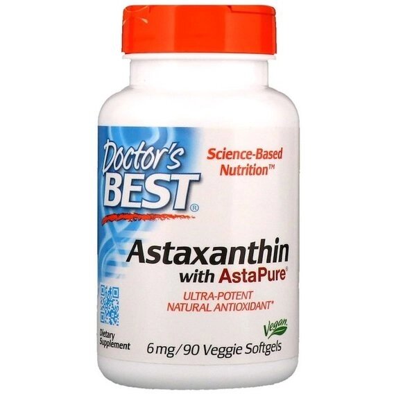 Астаксантін Doctor's Best Astaxanthin with AstaPure 6 mg 90 Veg Softgels DRB-00367 від компанії Придбай - фото 1