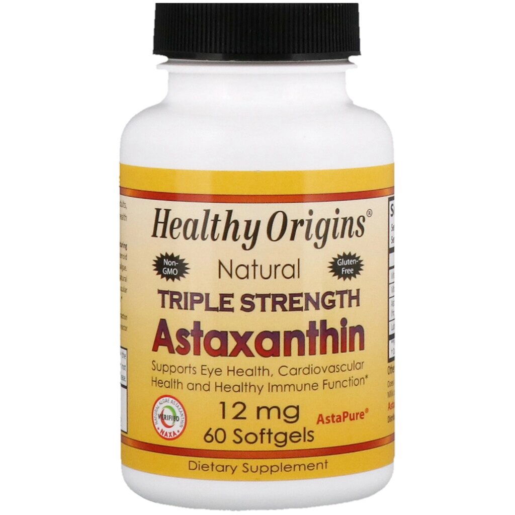 Астаксантін Healthy Origins Astaxanthin Complex AstaPure 12 мг 60 капсул (HO84925) від компанії Придбай - фото 1