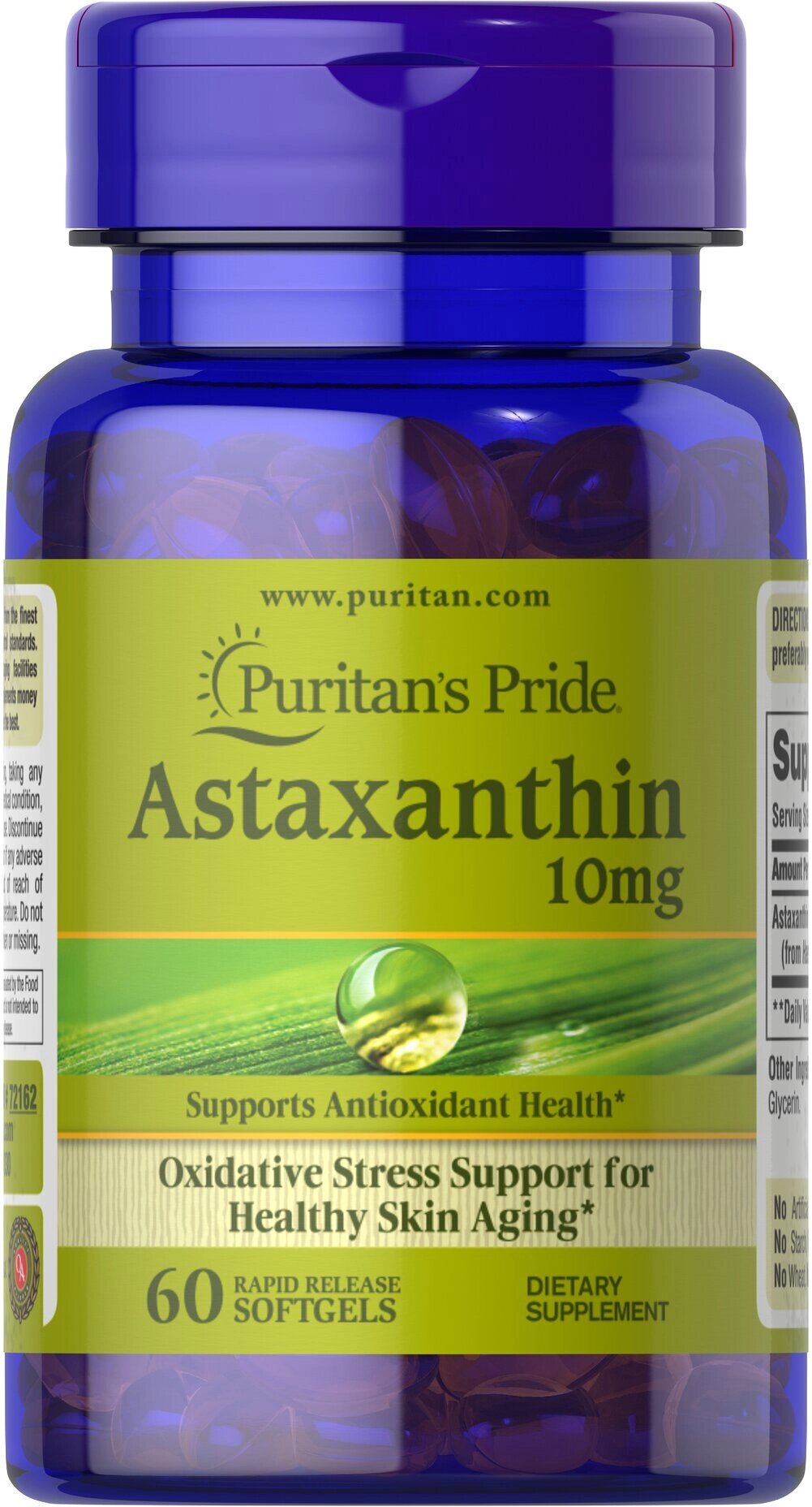 Астаксантін Puritan's Pride Astaxanthin 10 mg 60 Softgels від компанії Придбай - фото 1