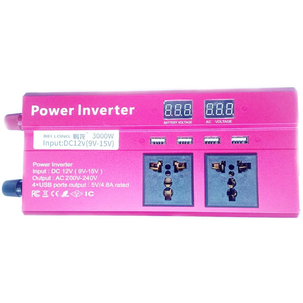 Автомобільний інвертор Bei Long Power Inverter 019 c 12V на 220V 3000W модифікована синусоїда Red (11061-hbr) від компанії Придбай - фото 1